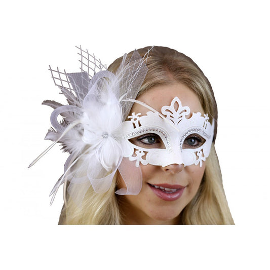 White Mask with Flower Veil