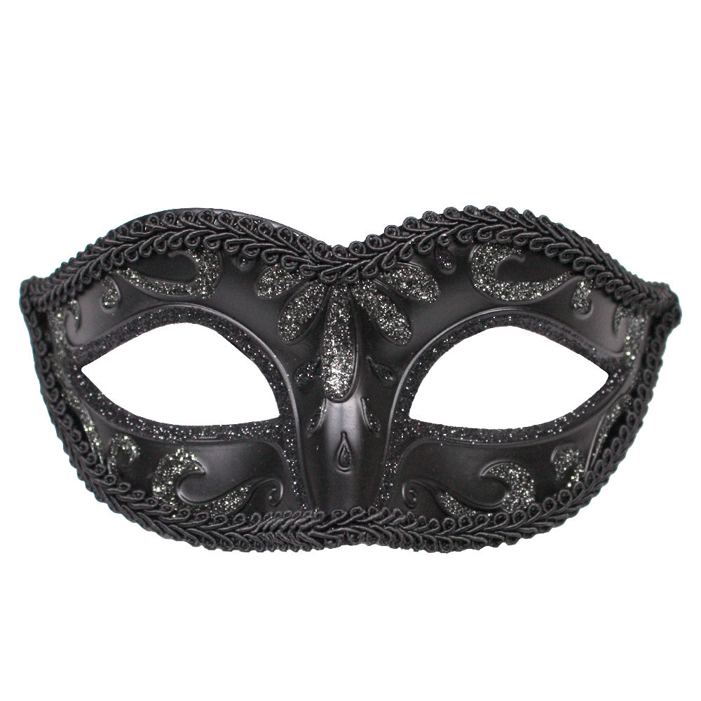 Black and Pewter Glitter Mask