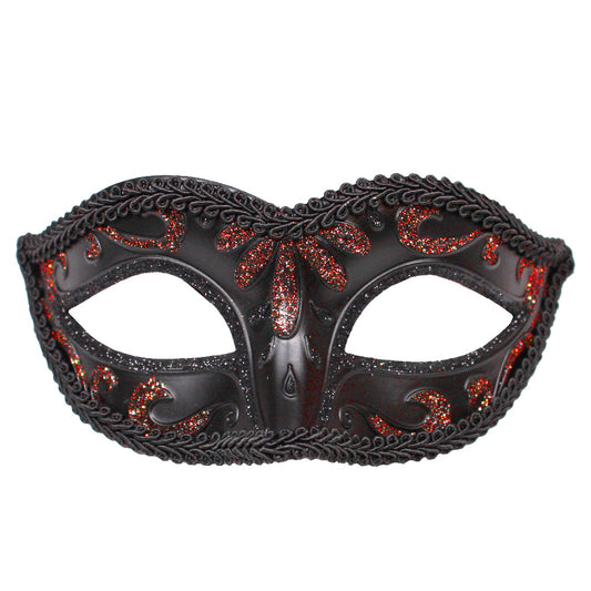 Black and Red Glitter Mask