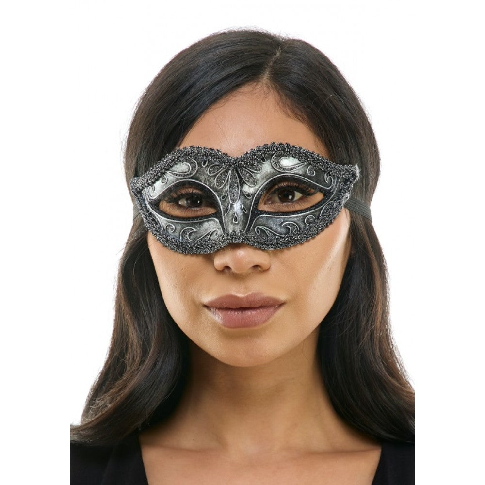 Silver Venetian Half Mask
