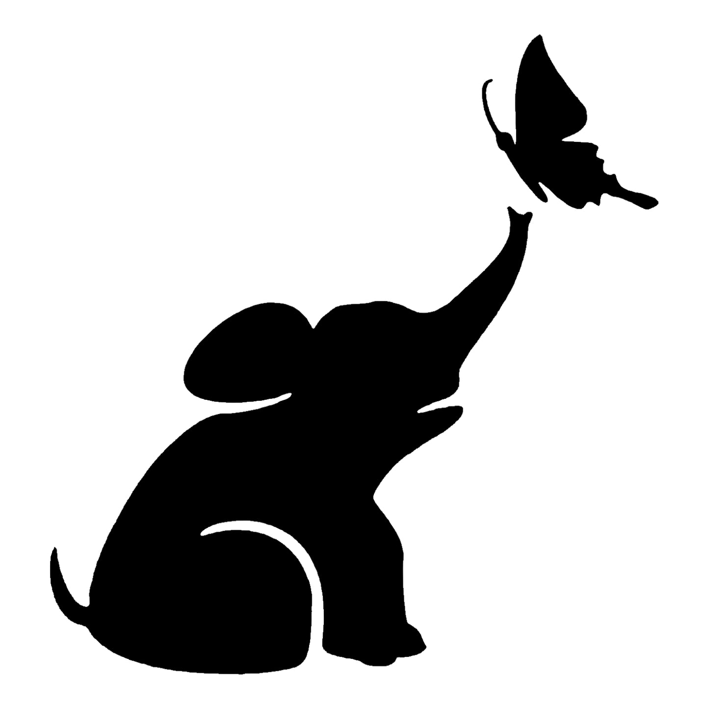 Baby Elephant with Butterfly Stencil