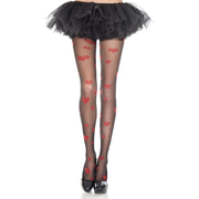 Black Pantyhose with Red Hearts
