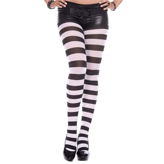 Black and White Wide Striped Tights