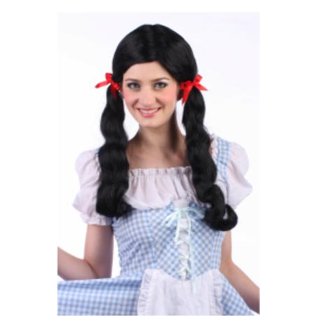 Black Wig with Pigtails