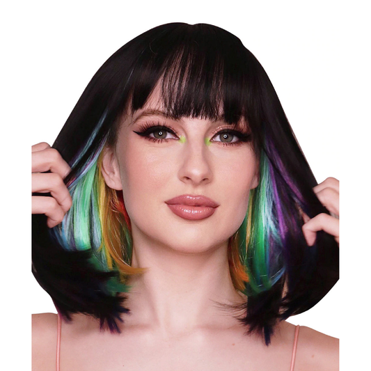 Black & Rainbow Two Tone Bob