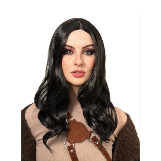 Black Wavy Medium Wig