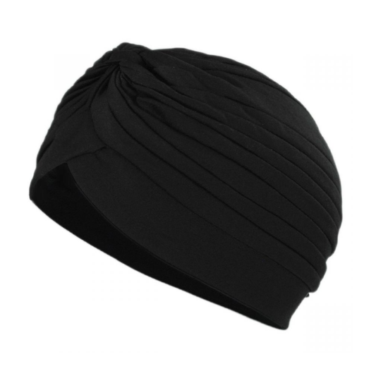 Flapper Vintage Pleated Turban - Black