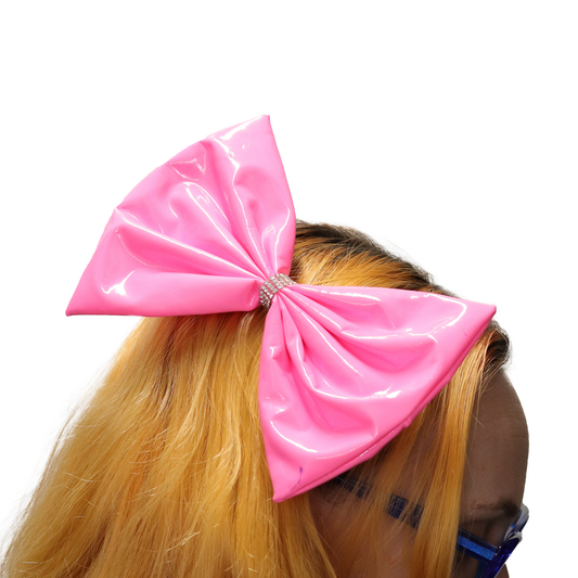 Leather Like 80's Pink Glam Bow