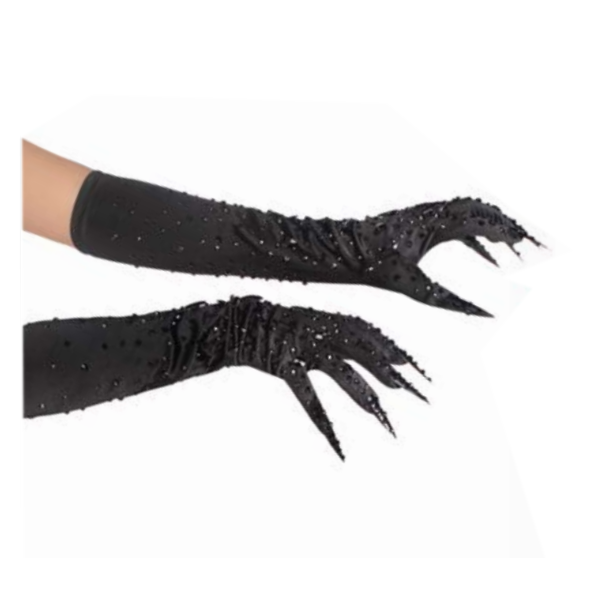 Rhinestone Claw Gloves Black
