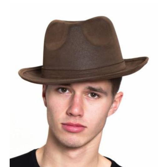 Leatherlike Brown Gangster Hat