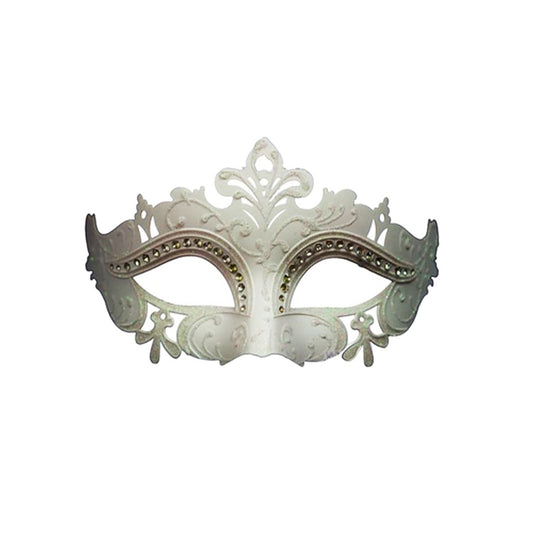 White Venetian Rhinestone Mask