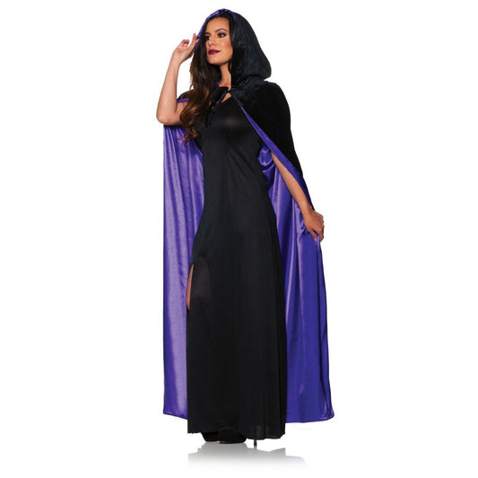 Velvet Hooded Cape with Purple Lining