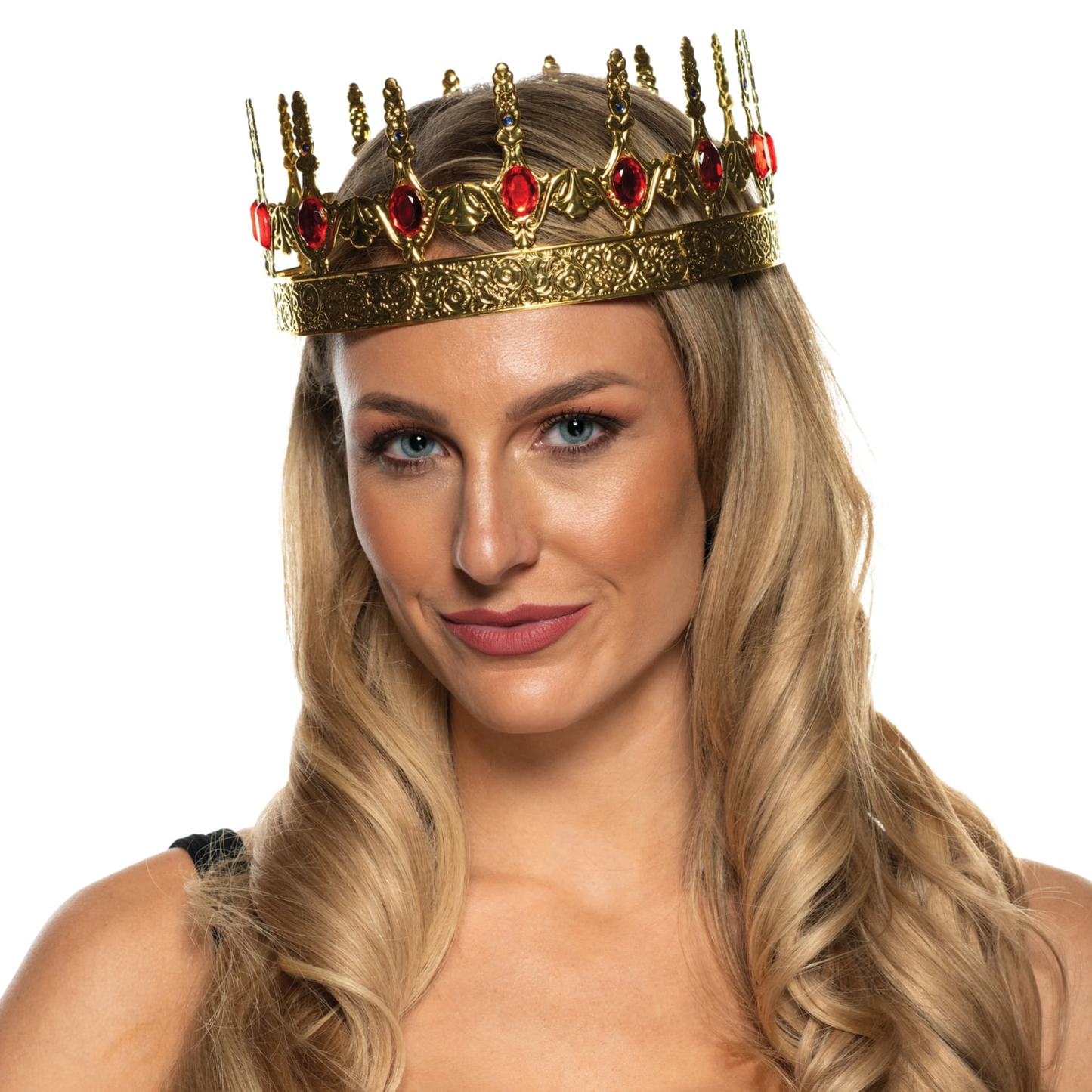 Metal Gold Crown with Red Jewels