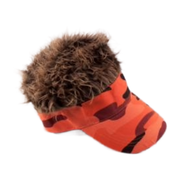 Orange Camo Visor with Brown Hair