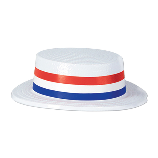 Plastic Skimmer Boater Hat With Band