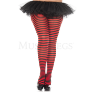 Plus Black/Red Striped Tights