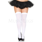 Plus White Thigh High Tights