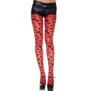 Red Pantyhose with Black Hearts