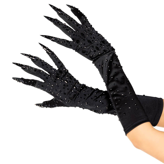 Rhinestone Claw Gloves Black