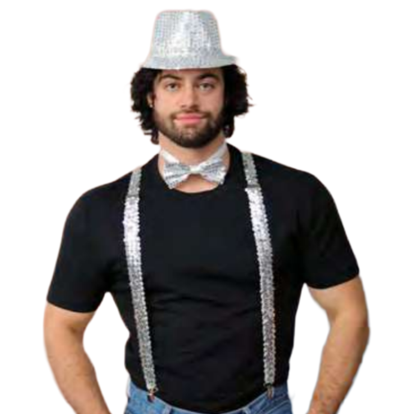 Silver Sequin Accessory Set