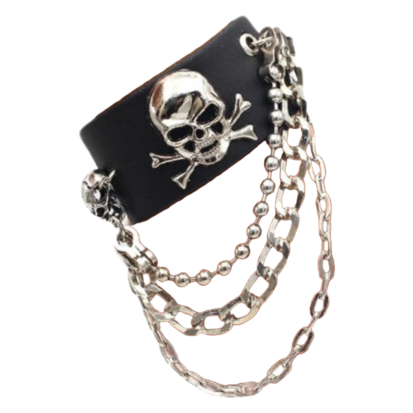 Leatherlike Skull and Chain Wristband