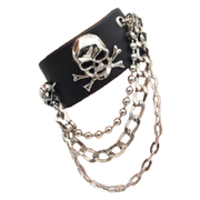 Leatherlike Skull and Chain Wristband
