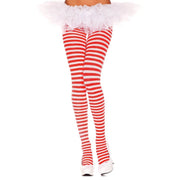 White and Red Striped Tights