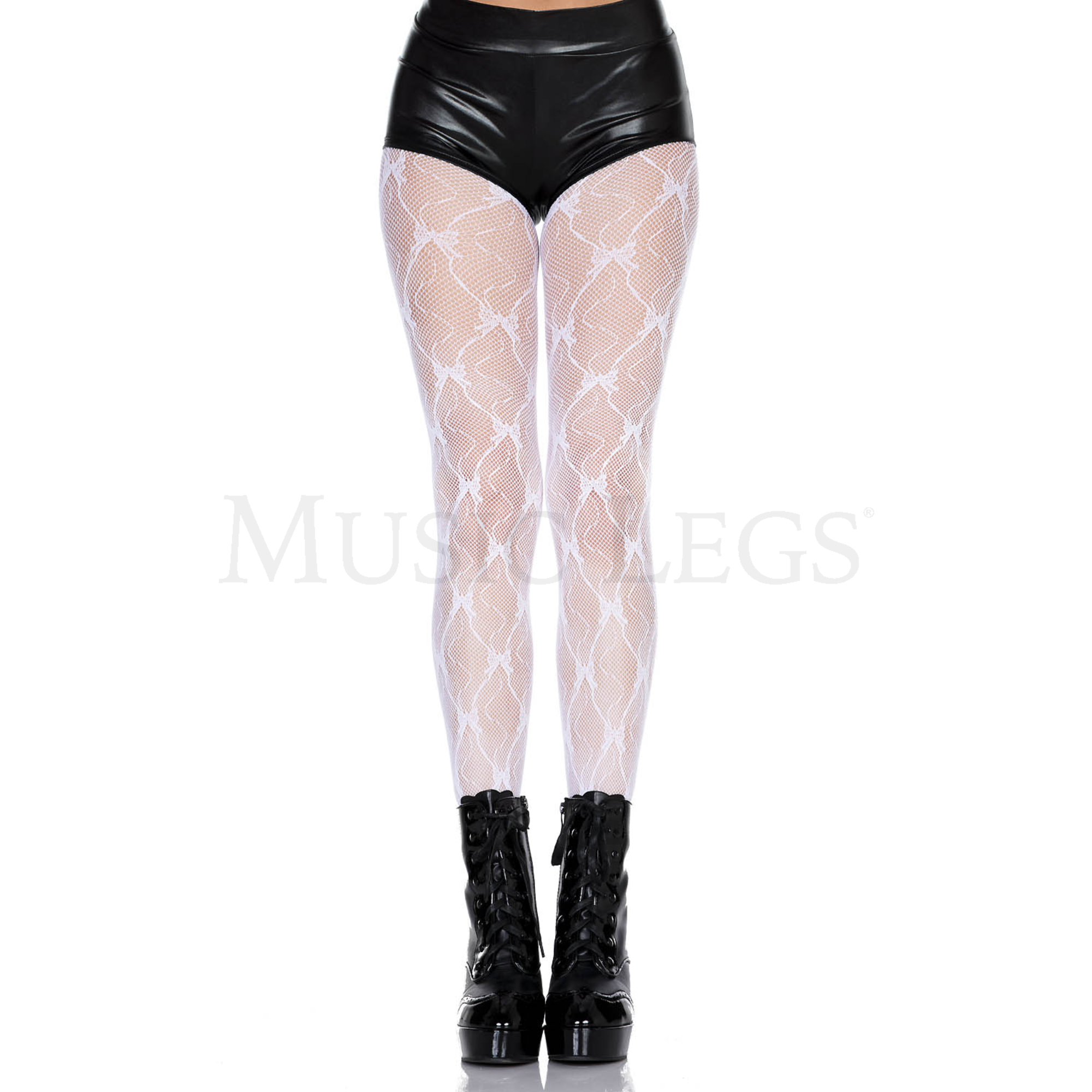 White Bow Lace Pantyhose