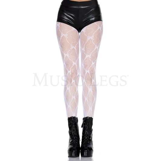 White Bow Lace Pantyhose