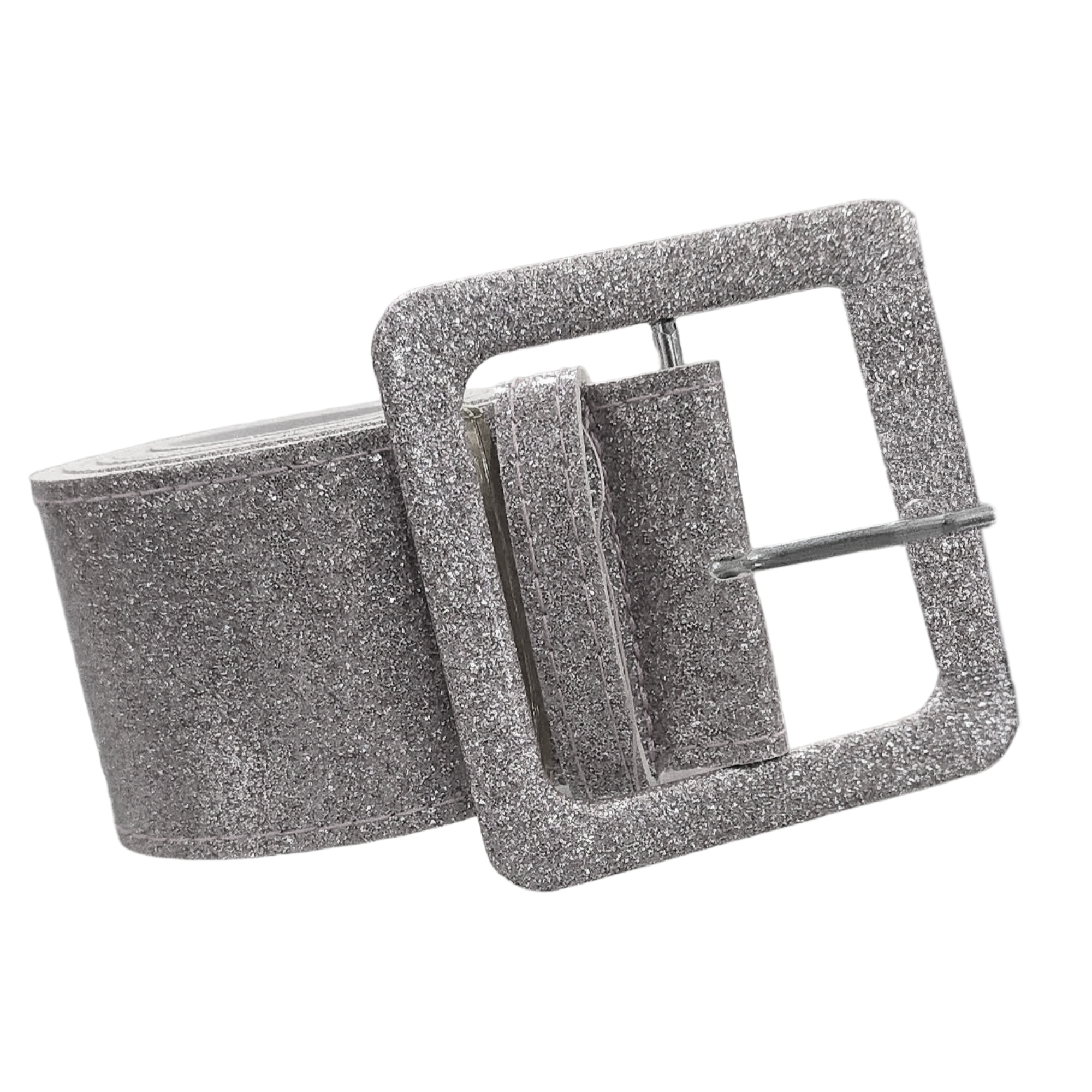 Y2K Silver Glitter Belt
