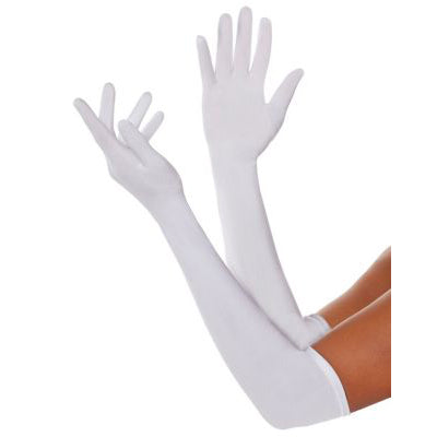 Long White Nylon Gloves