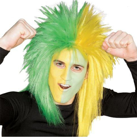 Sports Fanatic Wig Green and Yellow