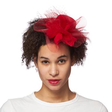 Fascinator Red Burst Trim