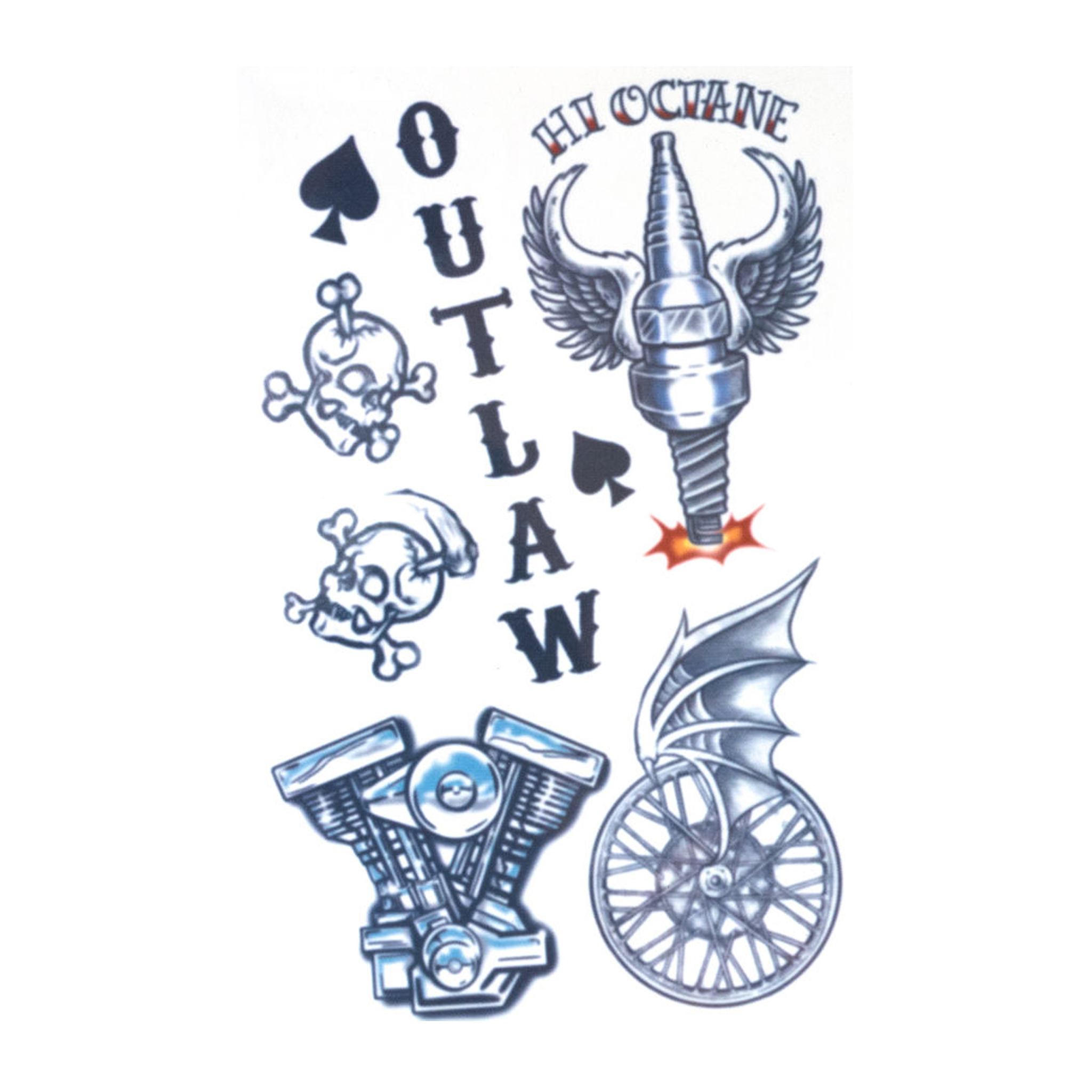 Tinsley Outlaw Biker Temporary Tattoos