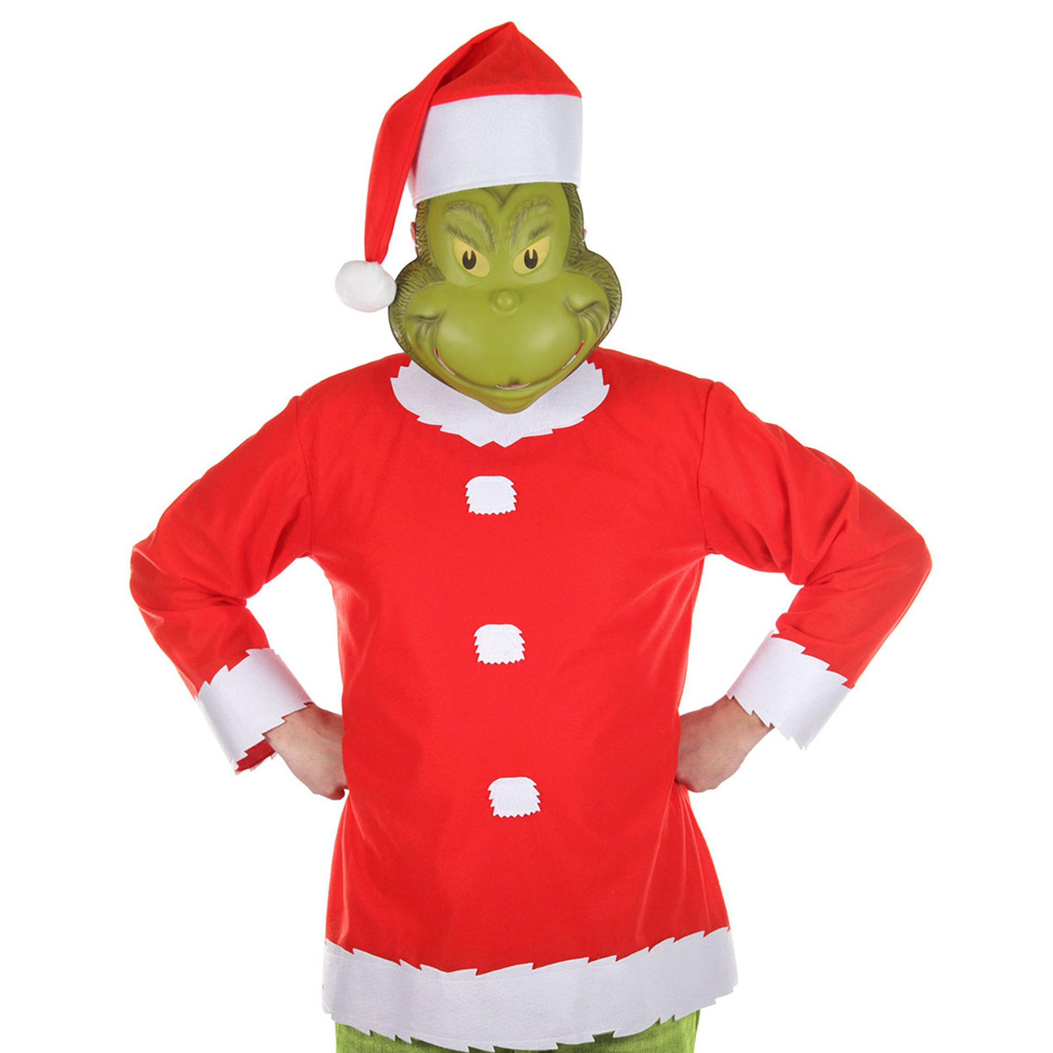 Dr. Seuss The Grinch Santa Costume with Half Mask