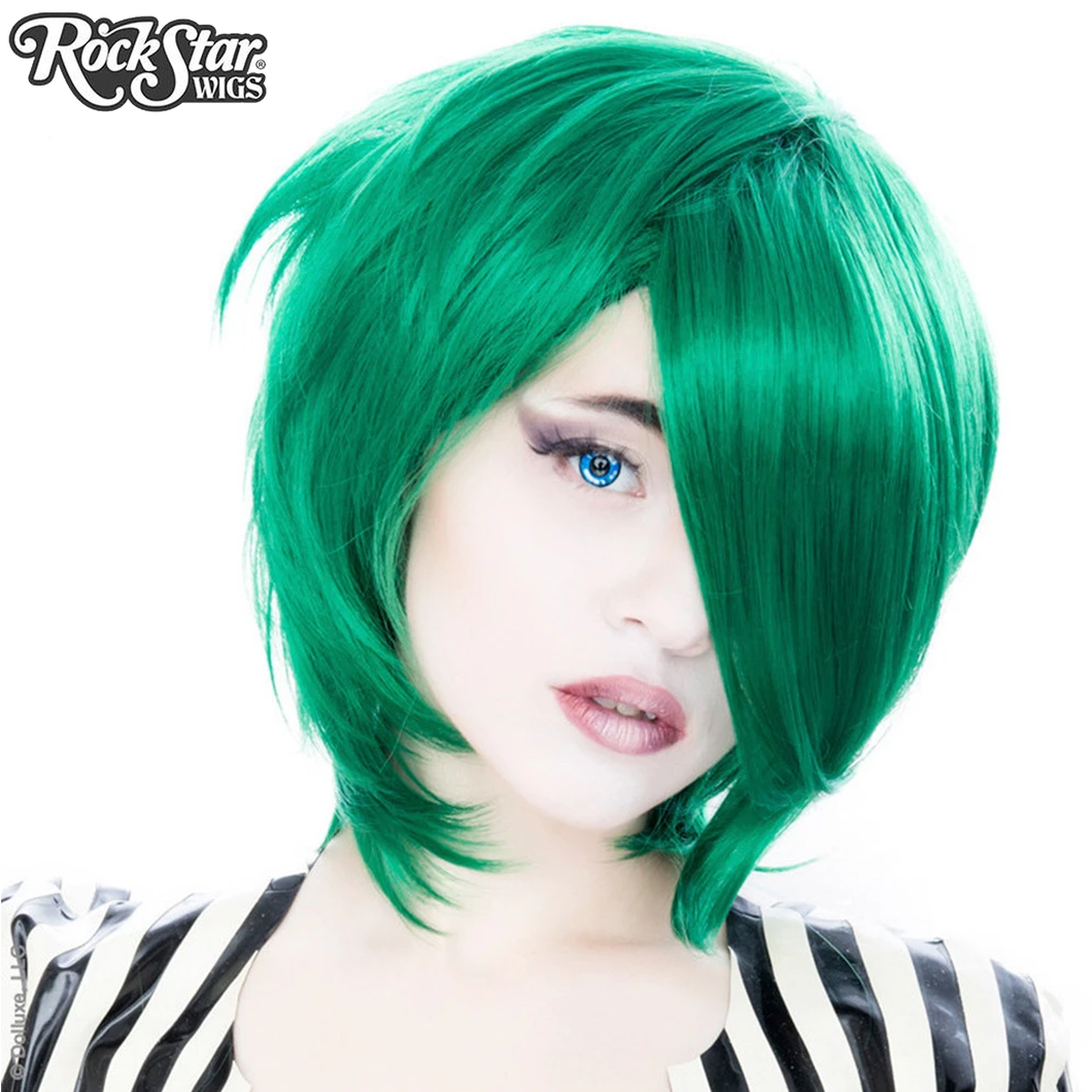 Boy Cut Long Emerald Jade Green Wig