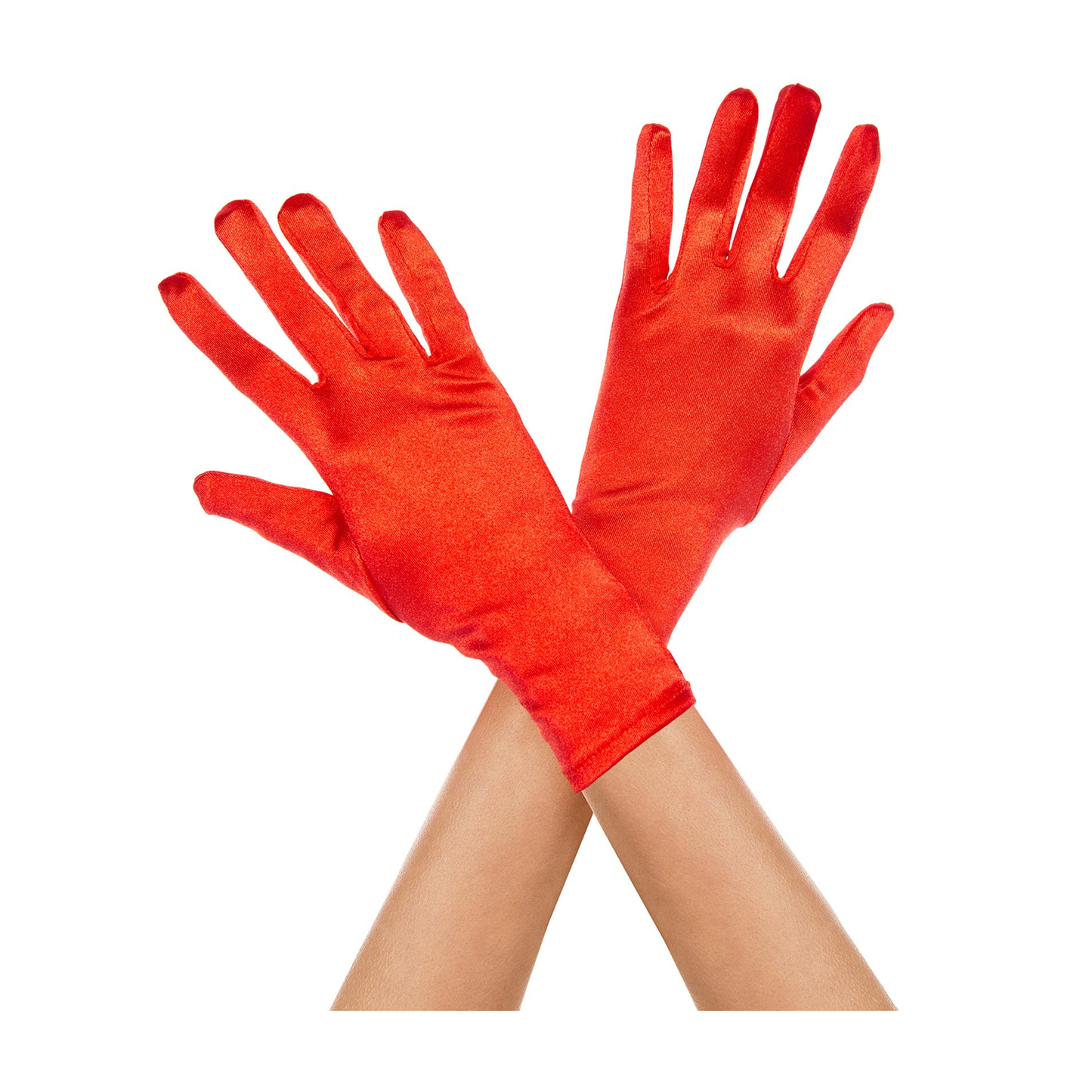 Short Satin Gloves Red