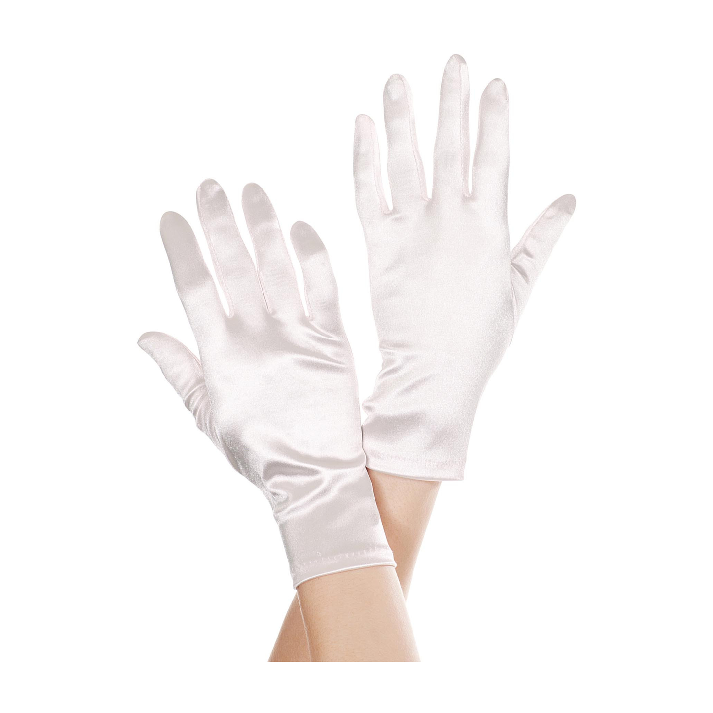 Short White Satin Gloves