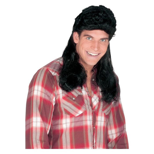 Super Mullet Wig Black