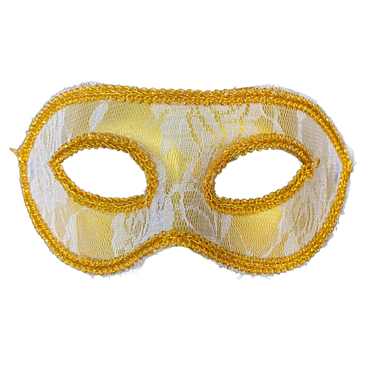 Lace Venetian Masquerade Mask - Gold & White