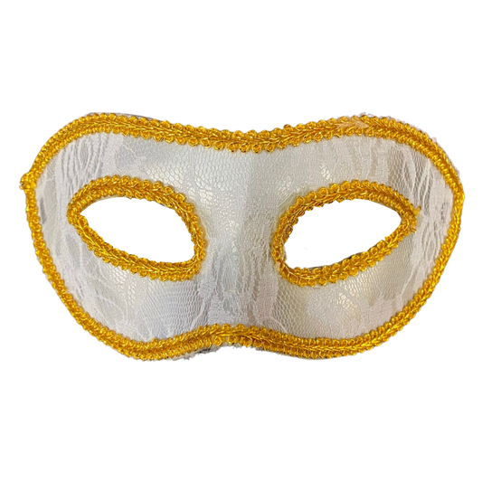 Lace Venetian Masquerade Mask - Silver, Gold & White