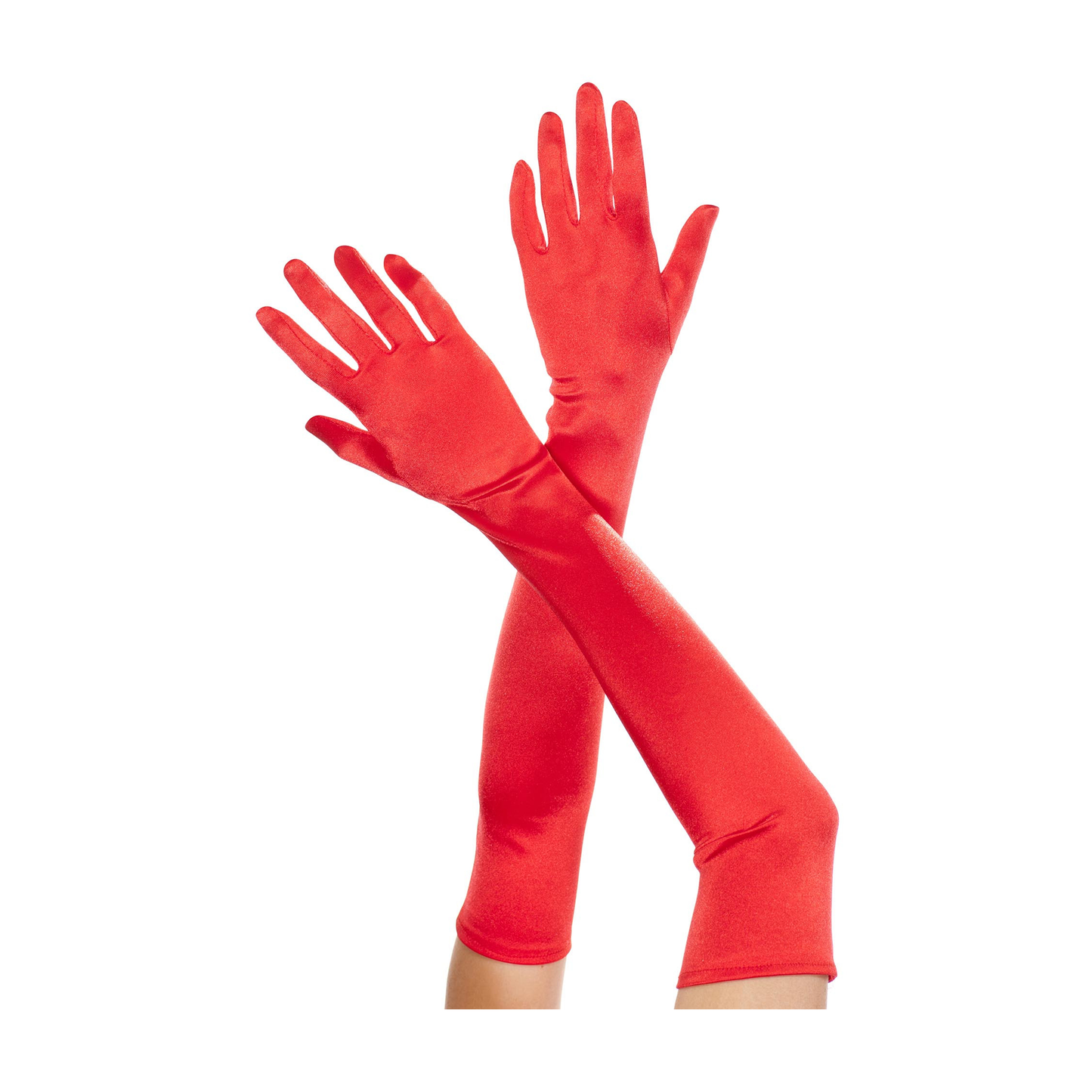 XL Long Satin Gloves Red
