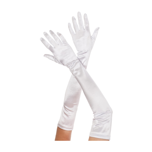 XL White Satin Gloves
